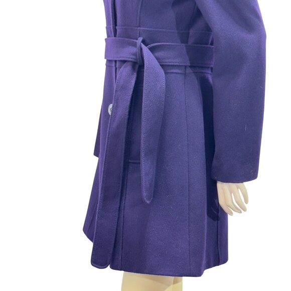 Kenneth Cole Women's Wool Blend Purple Belted OverCoat Size 10 - Picture 11 of 16